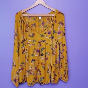 COPY - Mustard floral print boho top